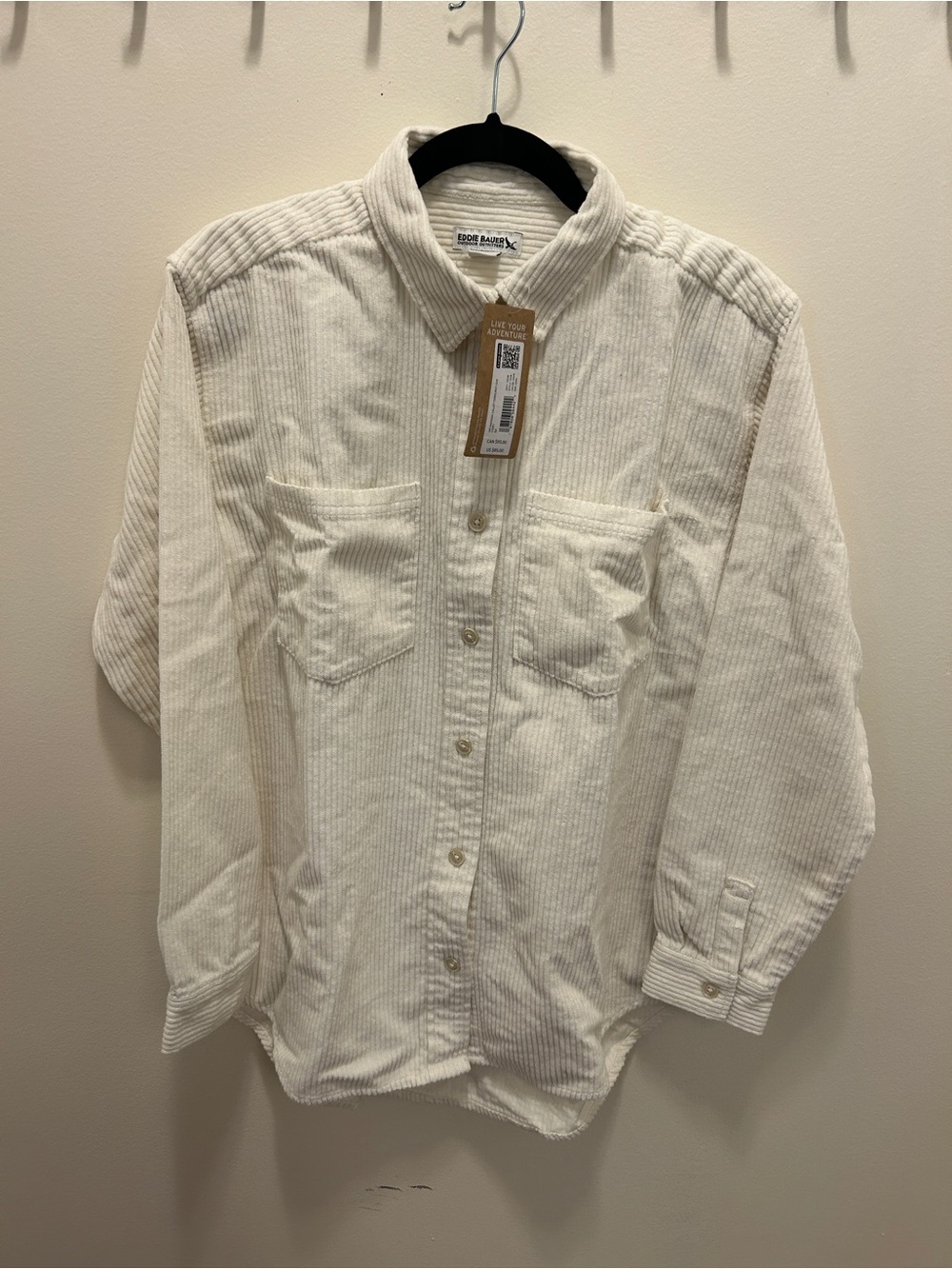 NWT Eddie Bauer Madison Valley Corduroy Overshirt Ivory Medium